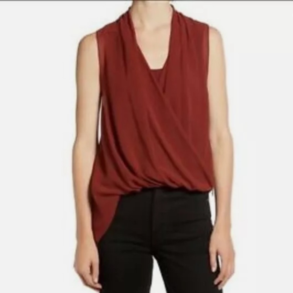 AllSaints Abi Drape Sleeveless Zipper Blouse WOMENS RUST SIZE US 2 NEW